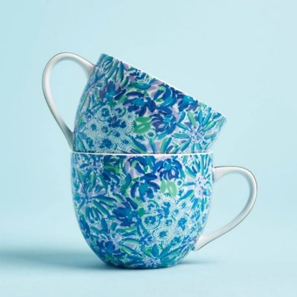 🔺️Lily Pulitzer Blue & Purple "High Maintenance" Ceramic 12oz Teacup